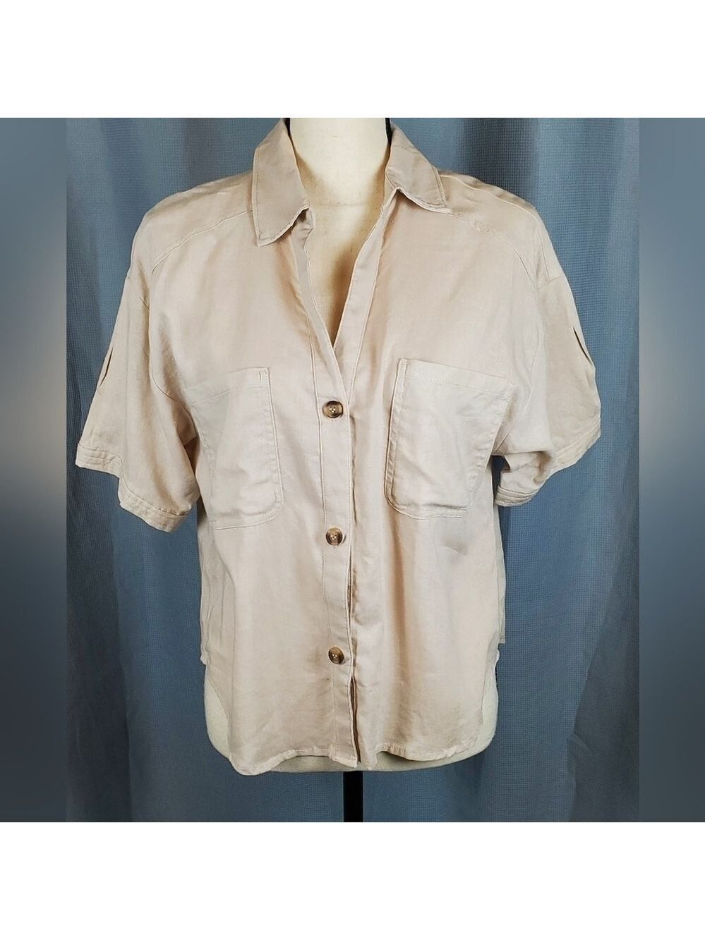 Love Tree short sleeve blouse, beige, size L